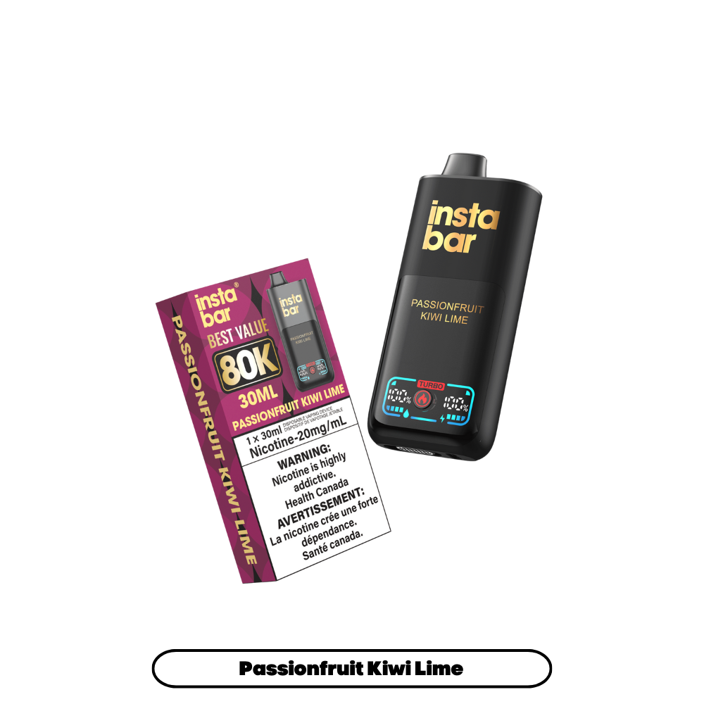 Insta Bar 80K Puffs - Passionfruit Kiwi Lime Rechargeable Disposable Vape 20Mg