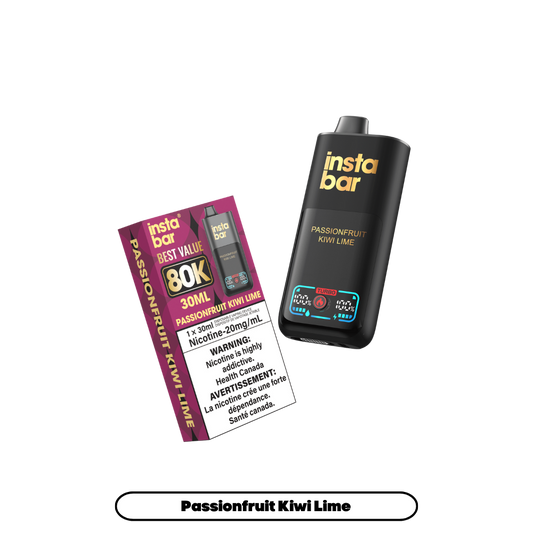 Insta Bar 80K Puffs - Passionfruit Kiwi Lime Rechargeable Disposable Vape 20Mg