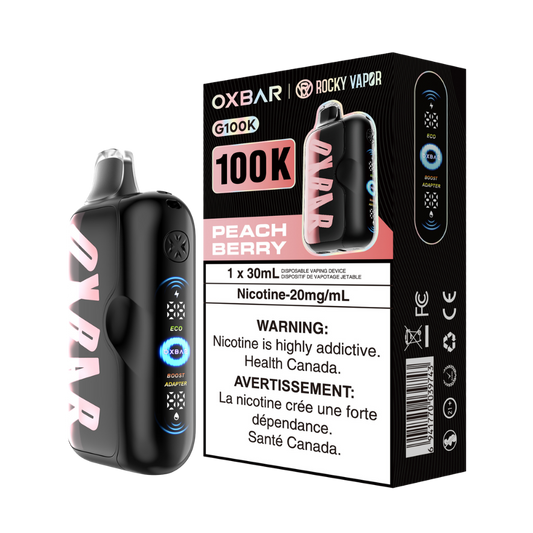 Oxbar Rocky Vapor G100k Peach Berry Rechargeable Disposable Vape 20Mg