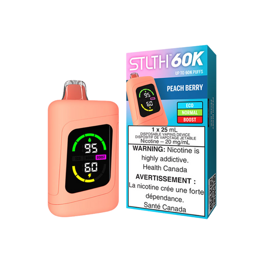 STLTH 60K Puffs - Peach Berry Rechargeable Disposable Vape 20Mg