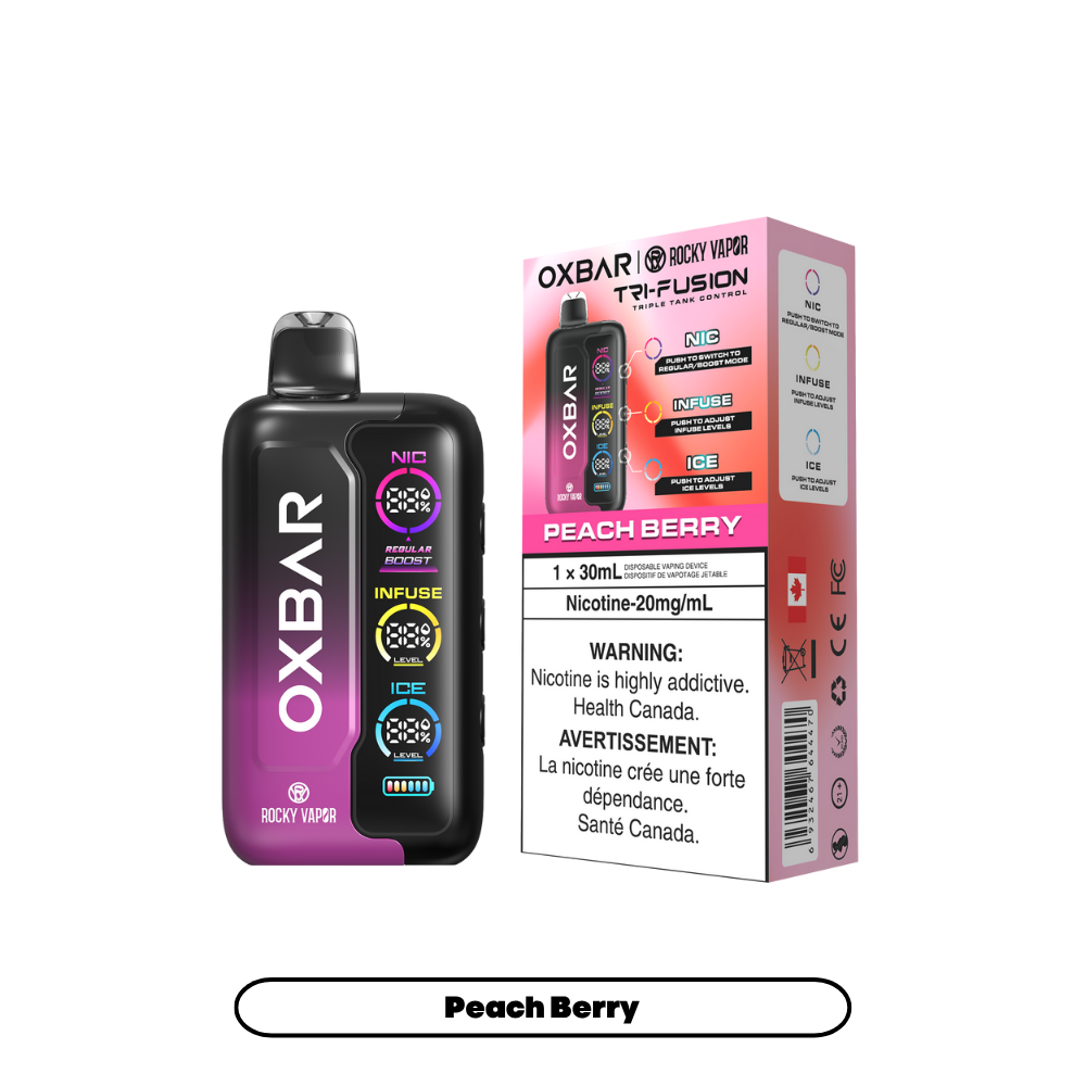 Oxbar Rocky Vapor Tri Fusion 70K Puffs - Peach Berry Rechargeable Disposable Vape 20Mg