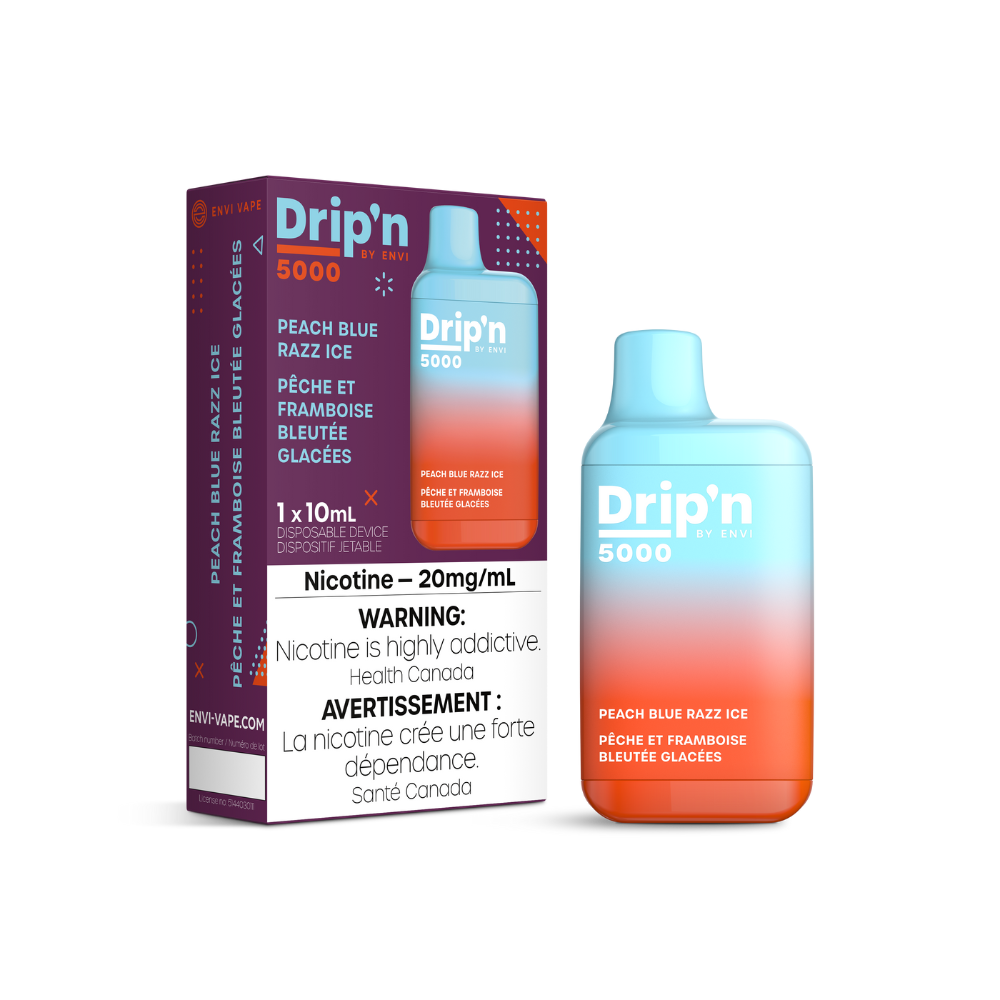 Dripin 5K Puffs Peach Blue Razz Ice Rechargeable Disposable Vape 20Mg