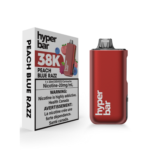 Hyper Bar 38K Puffs Peach Blue Razz Rechargeable Disposable 20Mg