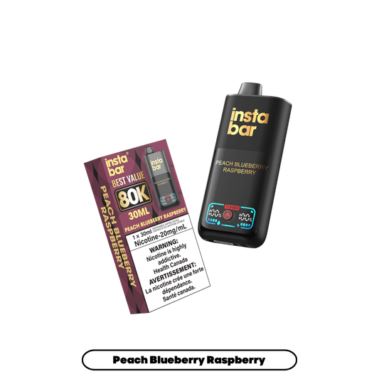 Insta Bar 80K Puffs - Peach Blueberry Raspberry Rechargeable Disposable Vape 20Mg