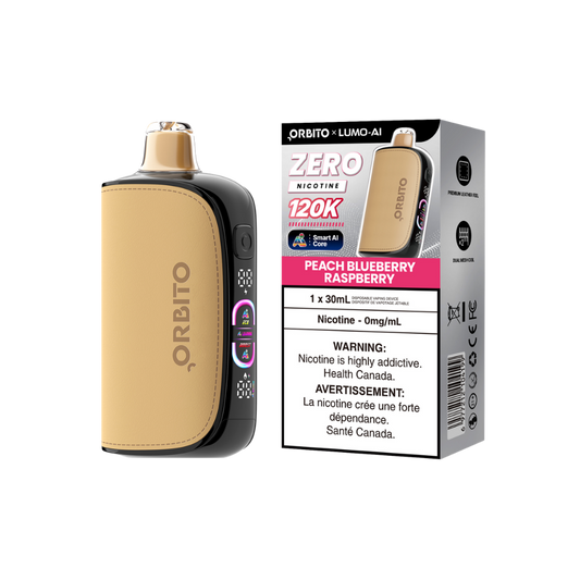Orbito Lumo AI 120k Puffs Peach Blueberry Raspberry Rechargeable Disposable Vape 0mg
