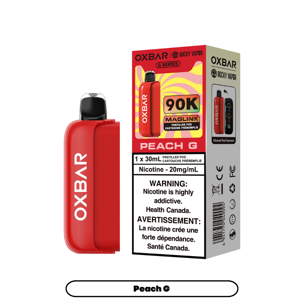 Pods préremplis jetables Oxbar Rocky Vapor Maglink 90K bouffées - Peach G 20 mg