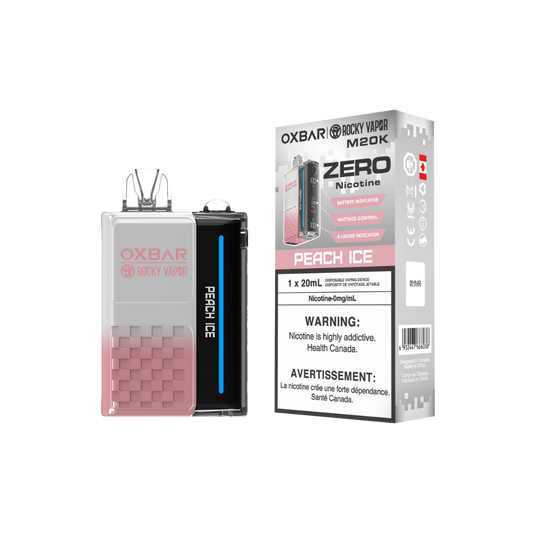 Oxbar Rocky Vapor M20K 20K Puffs Peach Ice Adjustable Wattage Rechargeable Disposable Vape Zero Nicotine