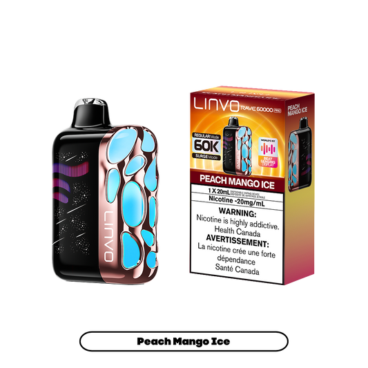 Linvo Rave 60000 Puffs - Peach Mango Ice Rechargeable Disposable Vape 20Mg