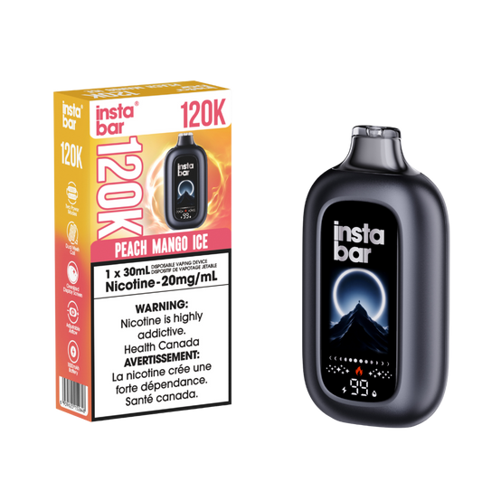 Insta Bar 120K - Peach Mango Ice Rechargeable Disposable Vape 20Mg