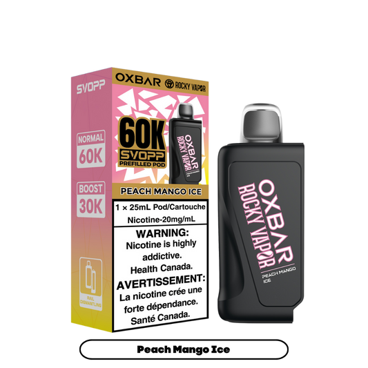 Svopp Oxbar Rocky Vapor 60K bouffées (Pods préremplis) - Pêche Mangue Glacée