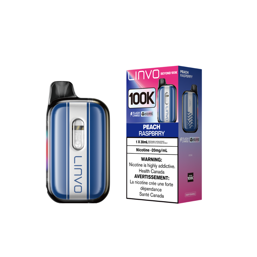 Linvo Beyond 100K - Peach Raspberry Adjustable Wattage Rechargeable Disposable Vape 20Mg