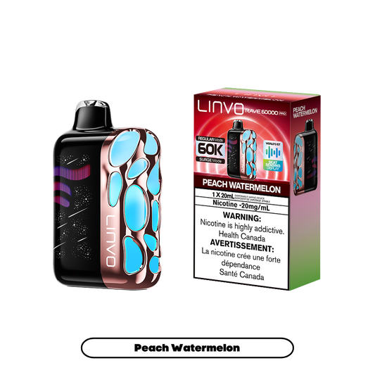 Linvo Rave 60000 Puffs - Peach Watermelon Rechargeable Disposable Vape 20Mg