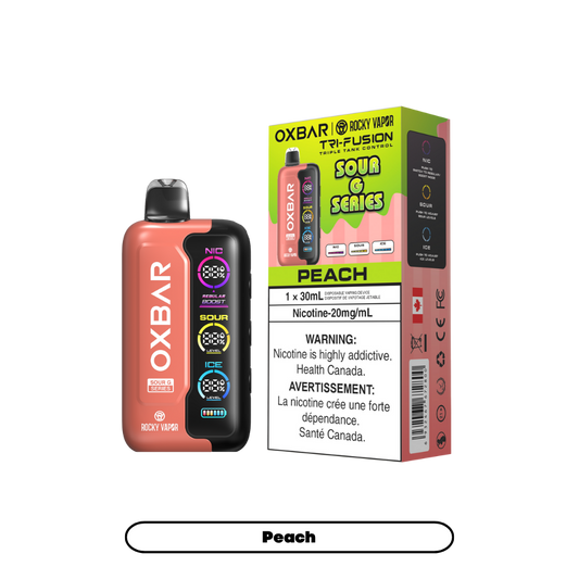 Oxbar Rocky Vapor Tri Fusion 70K Puffs - Sour G Peach Rechargeable Disposable Vape 20Mg