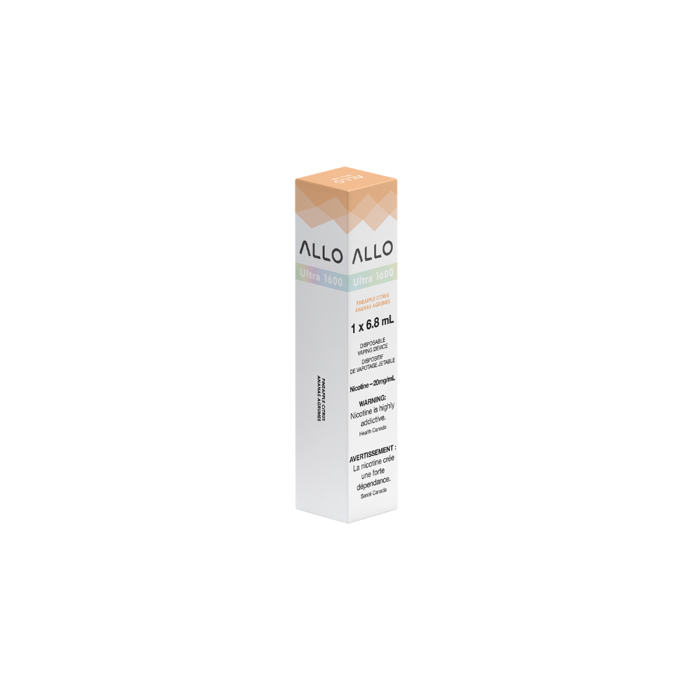 Allo Ultra 1600 Puffs Pineapple Citrus Rechargeable Disposable Vape 20Mg