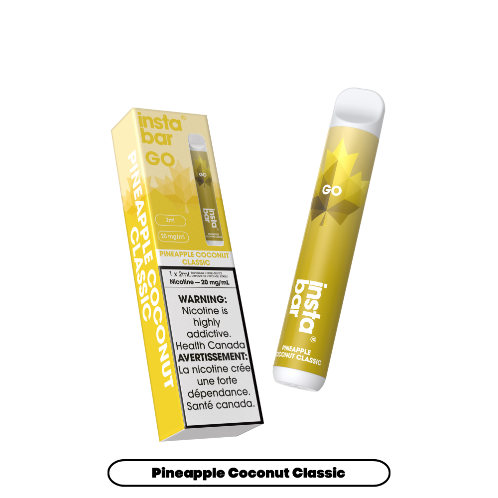 Insta Bar Go 1200 bouffées - Vape jetable Classique Ananas Noix de Coco 20Mg