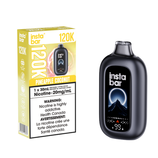 Insta Bar 120K - Vape jetable rechargeable Ananas Noix de Coco 20 mg