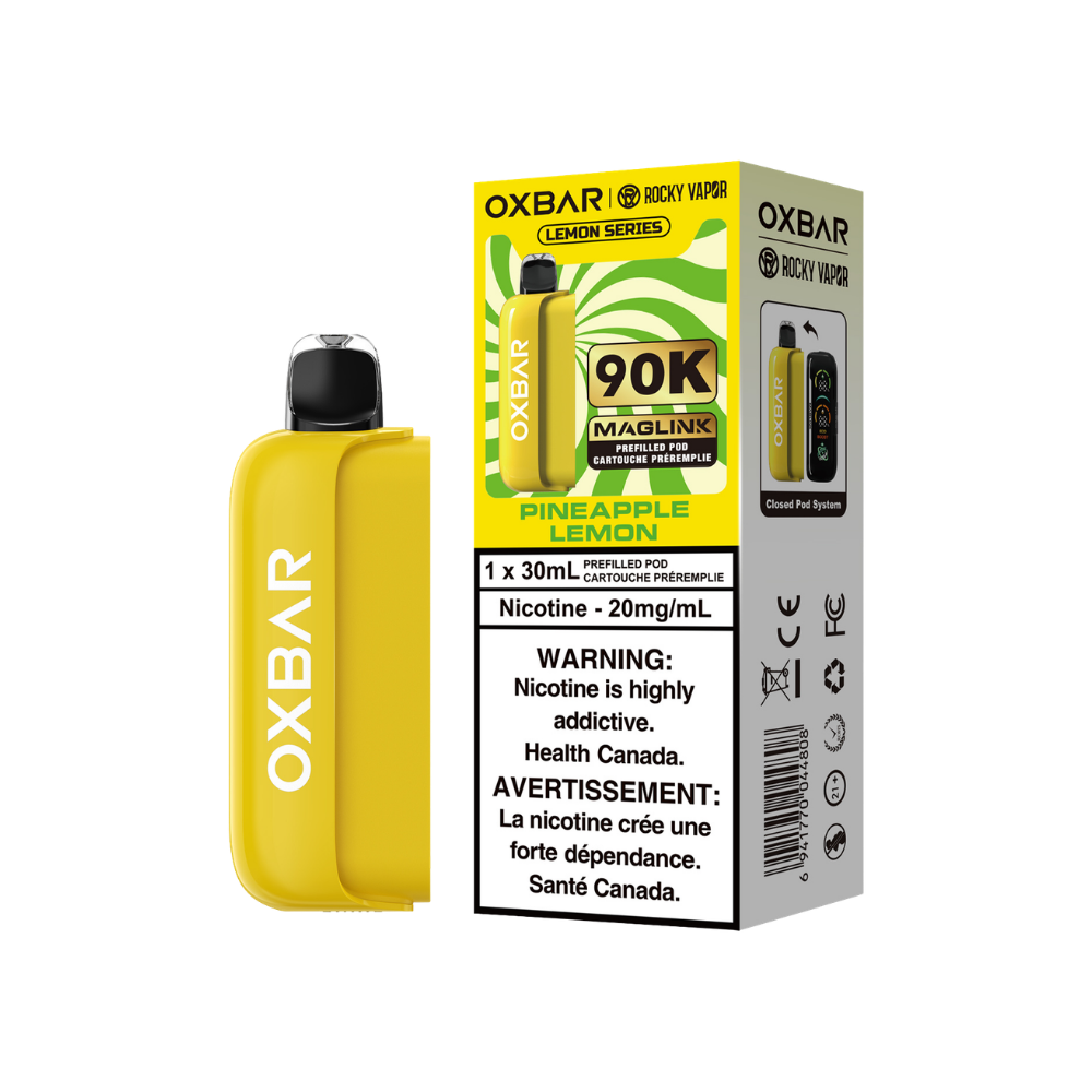 Pods préremplis jetables Oxbar Rocky Vapor Maglink 90K bouffées - ananas-citron, 20 mg