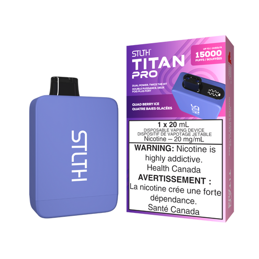 STLTH Titan Pro 15K Puffs Quad Berry Ice Rechargeable Disposable Vape 20Mg