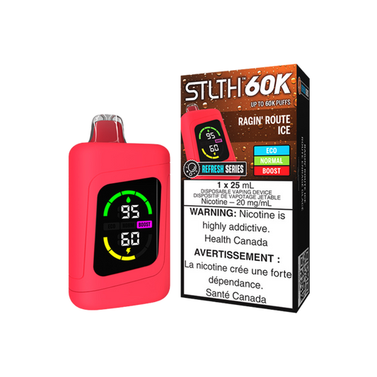 STLTH 60K Puffs - Ragin Route Ice Rechargeable Disposable Vape 20Mg