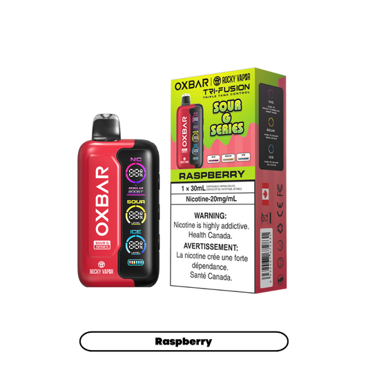 Oxbar Rocky Vapor Tri Fusion 70K Puffs - Sour G Raspberry Rechargeable Disposable Vape 20Mg