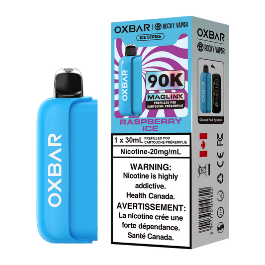 Oxbar Rocky Vapor Maglink Pod 90K bouffées - Pods jetables préremplis Framboise Glacée 20 mg
