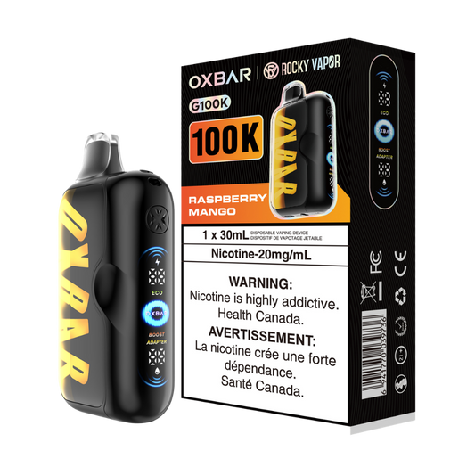 Oxbar Rocky Vapor G100k Raspberry Mango Rechargeable Disposable Vape 20Mg