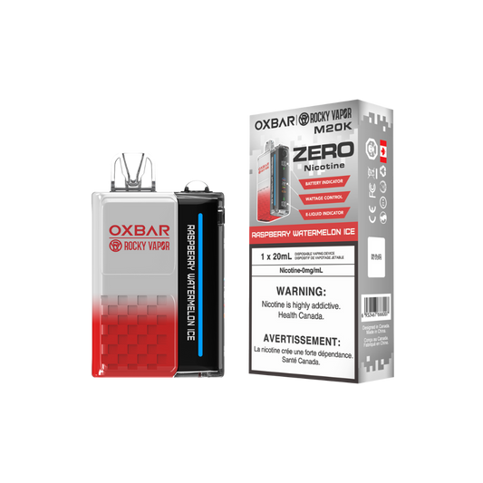 Oxbar Rocky Vapor M20K 20K Puffs Raspberry Watermelon Ice Adjustable Wattage Rechargeable Disposable Vape Zero Nicotine