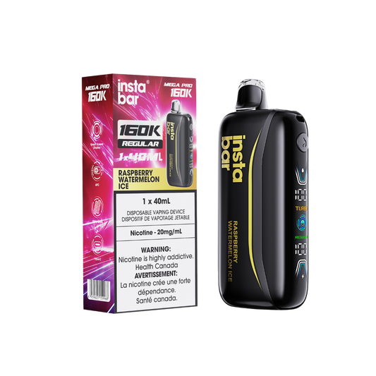 Insta Bar 160K – Vape jetable rechargeable au goût framboise, pastèque et glace, 20 mg