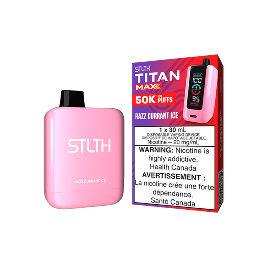 STLTH Titan Max 50 000 bouffées Vape jetable rechargeable - Glace au cassis Razz 20 mg