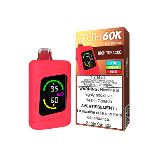 STLTH 60K Puffs - Rich Tobacco Rechargeable Disposable Vape 20Mg