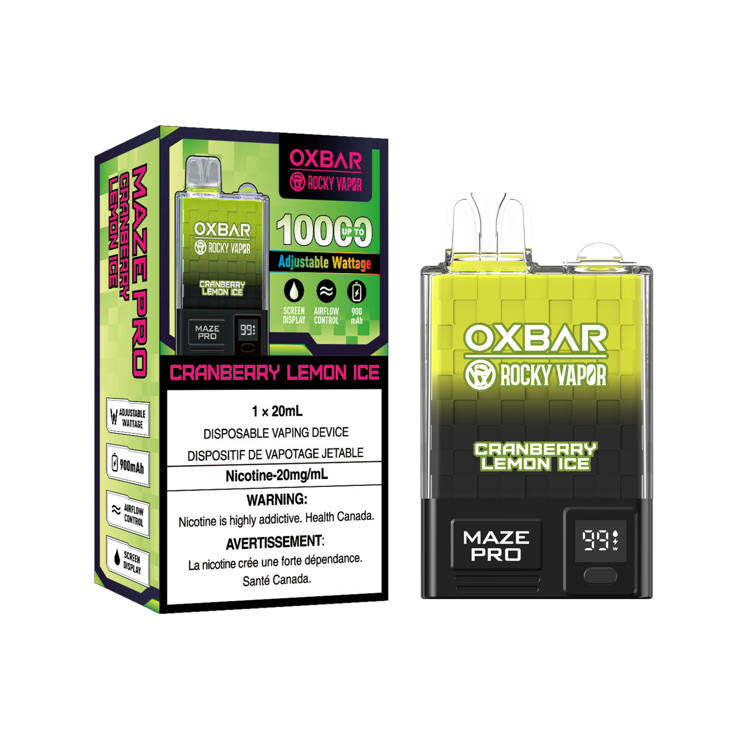 Rocky Vapor Oxbar Maze Pro - Glace au citron et aux canneberges