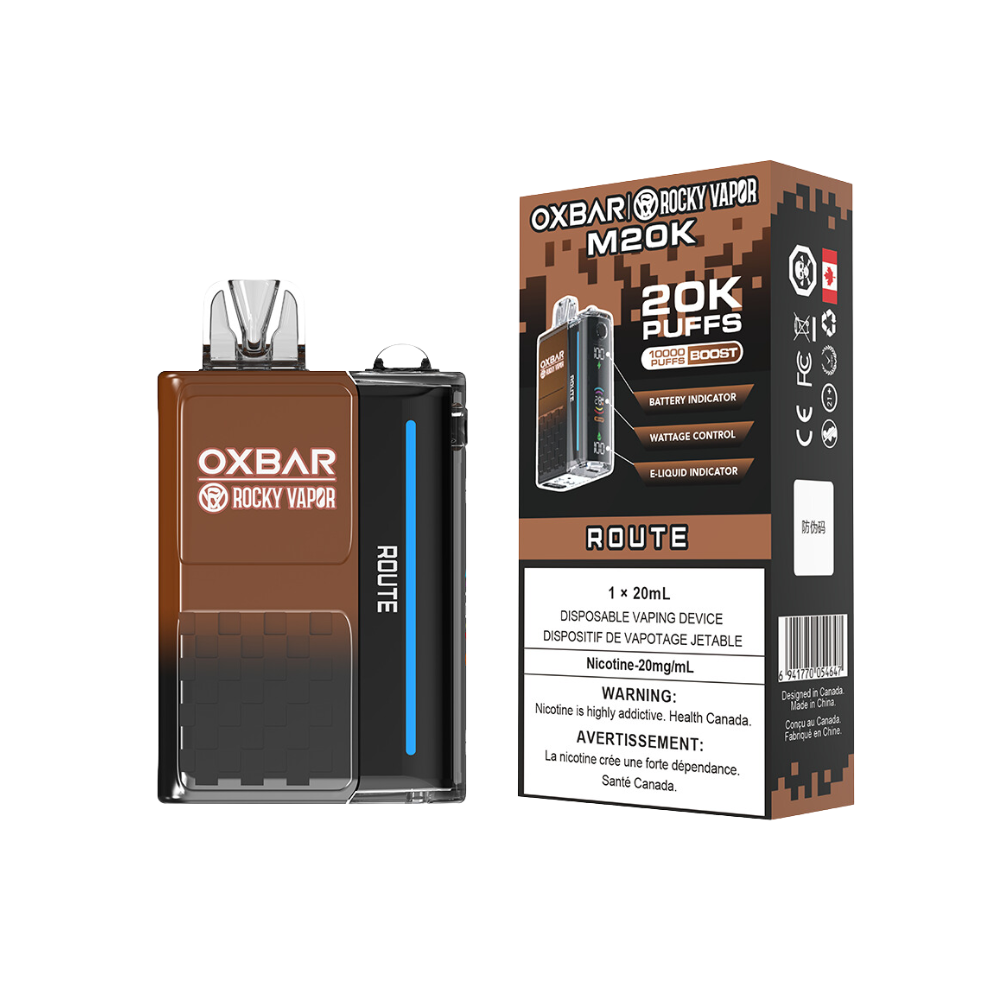 Oxbar Rocky Vapor M20K 20K Puffs Route Puissance réglable Vape jetable rechargeable 20Mg