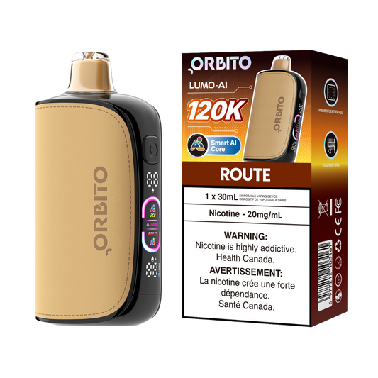 Orbito Lumo AI 120k bouffées Route Vape jetable rechargeable 20 mg
