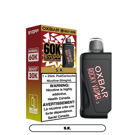 Svopp Oxbar Rocky Vapor 60K bouffées (Pods préremplis) - S.K.