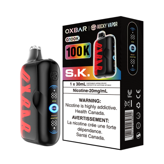 Oxbar Rocky Vapor G100k S.K. Rechargeable Disposable Vape 20Mg