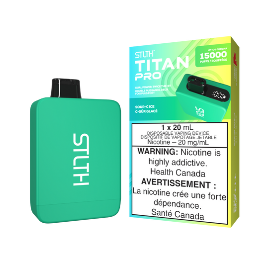 STLTH Titan Pro 15K bouffées Acide - C Glace Vape jetable rechargeable 20Mg