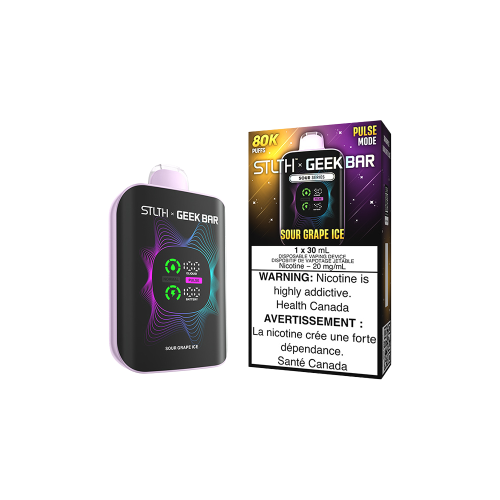 Stlth X Geek Bar - Vape jetable rechargeable Raisin Acidulé Glacé 20 mg