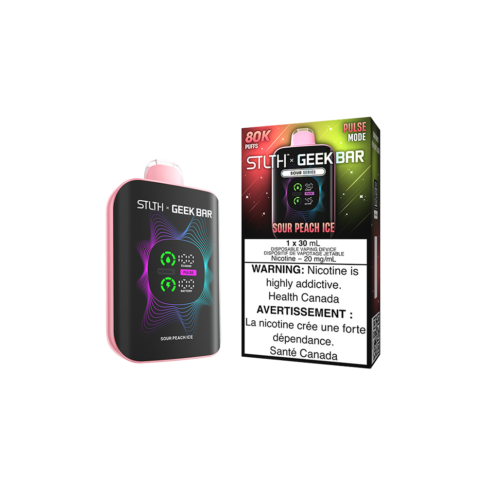 Stlth X Geek Bar - Vape jetable rechargeable Saveur Pêche Acidulée Glacée 20 mg