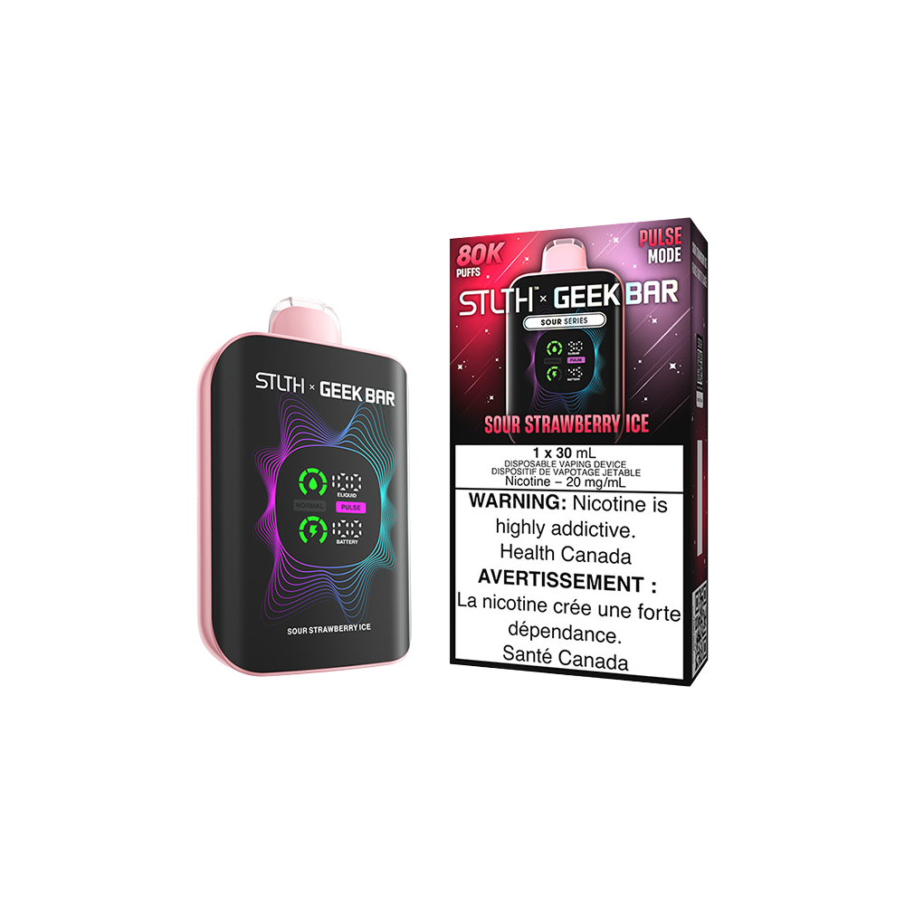 Stlth X Geek Bar - Vape jetable rechargeable Fraise Acidulée Glacée 20 mg
