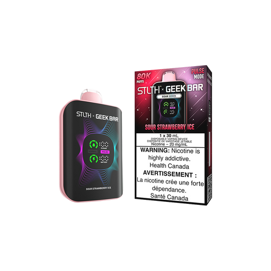 Stlth X Geek Bar - Vape jetable rechargeable Fraise Acidulée Glacée 20 mg