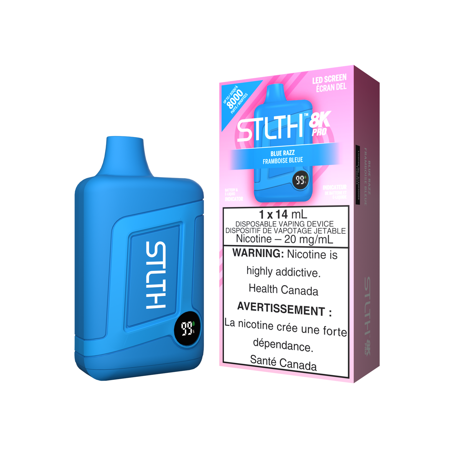 STLTH 8K PRO 8K Puffs Blue Razz Rechargeable Disposable Vape 20Mg