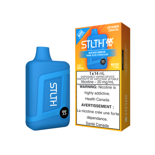 STLTH 8K PRO 8K Puffs Vape jetable rechargeable Blue Razz Lemon Ice 20 mg