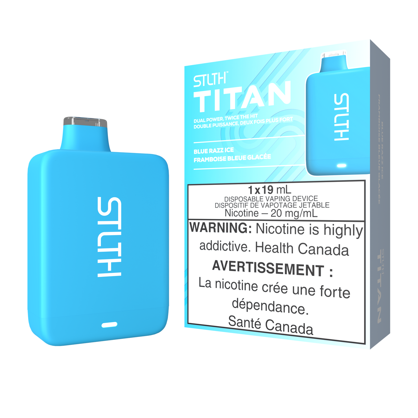 STLTH Titan 10K 10K Puffs Blue Razz Ice Rechargeable Disposable Vape 20Mg