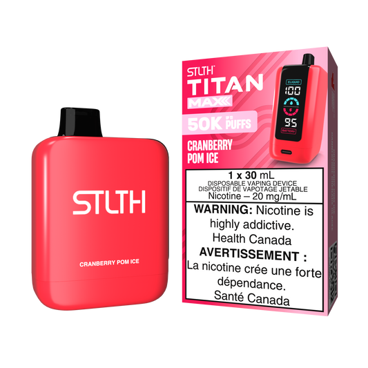 STLTH Titan Max 50K bouffées - Vape jetable rechargeable Canneberge Pom Glace 20Mg