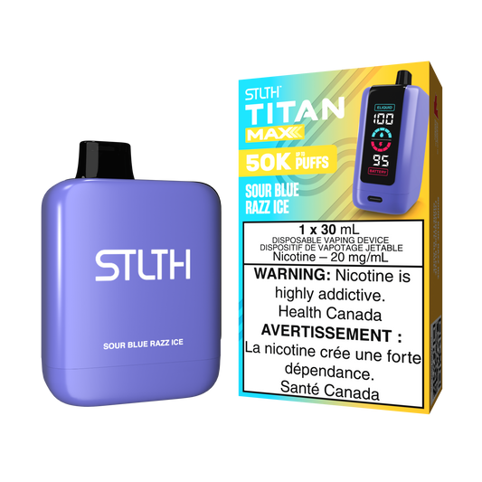 STLTH Titan Max 50K bouffées - Vape jetable rechargeable Bleu Sourd Razz Glacé 20Mg