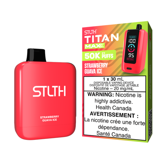 STLTH Titan Max 50K bouffées - Vape jetable rechargeable Fraise Goyave Glace 20Mg