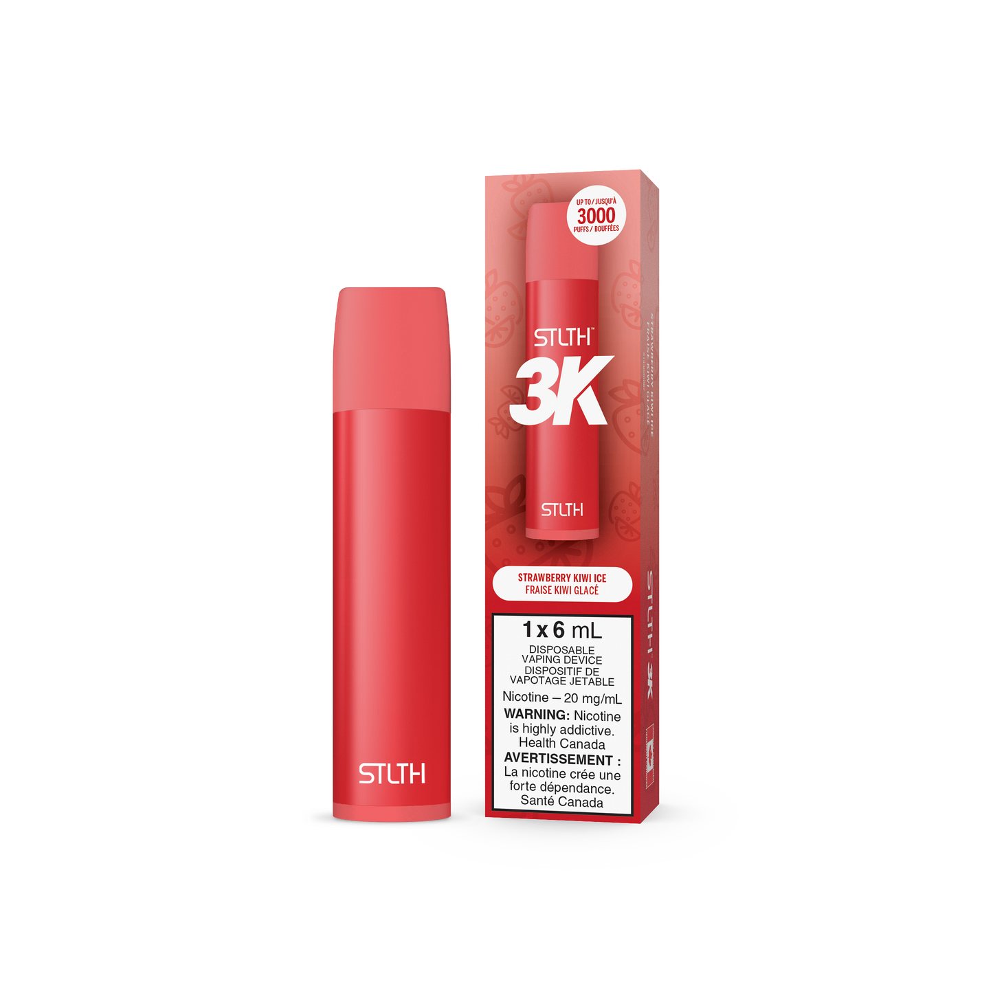 STLTH 3K Puffs Strawberry Kiwi Ice Rechargeable Disposable Vape 20Mg