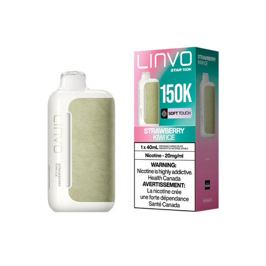 Vape jetable rechargeable Linvo Star 150K bouffées, fraise-kiwi glacé, 20 mg