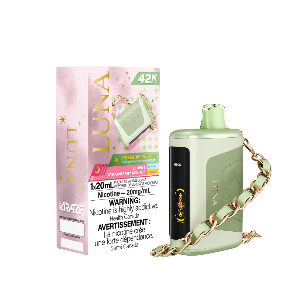 Kraze Luna 42K Puffs Serene Strawberry Kiwi Ice Rechargeable Disposable Vape 20Mg