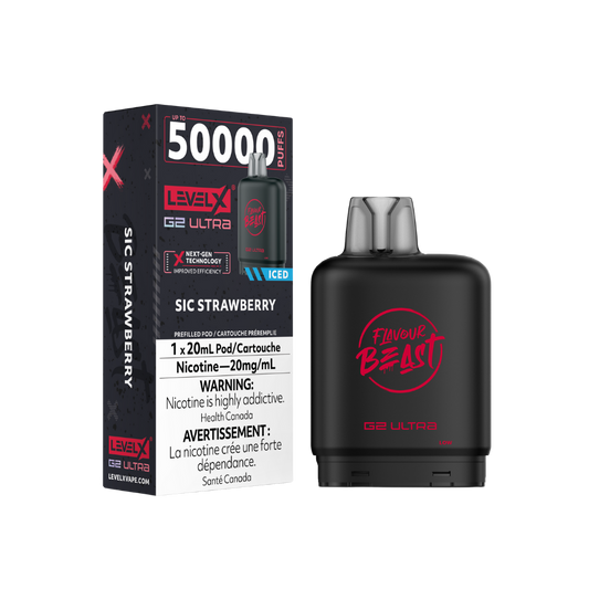 Flavour Beast Level X G2 Ultra 50K (Prefilled Pods) -  Sic Strawberry Iced
